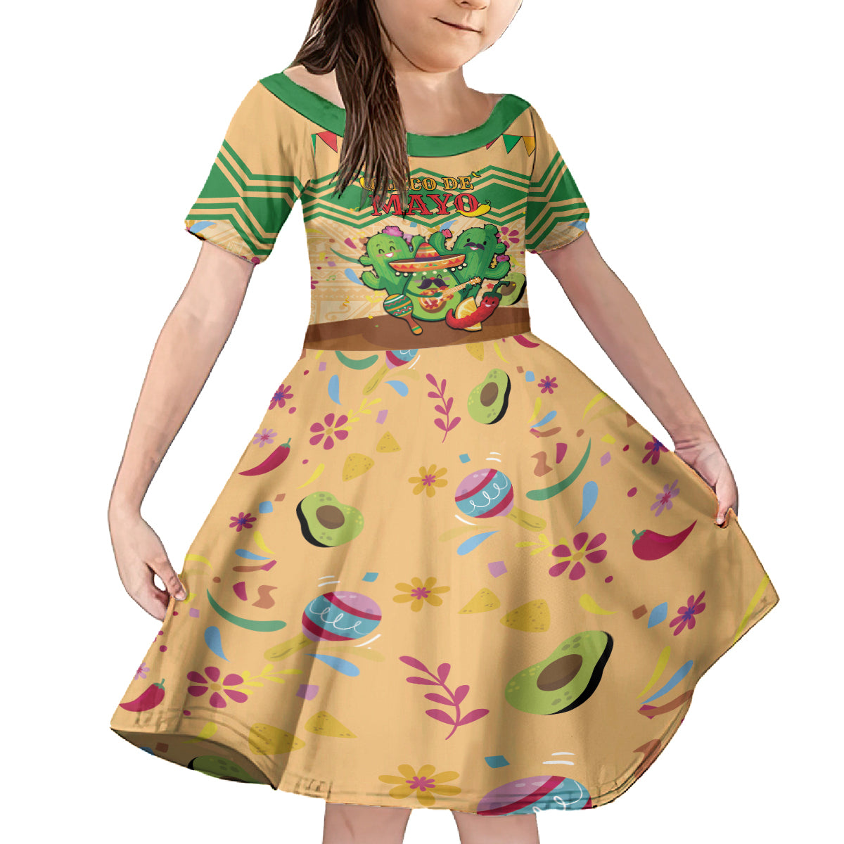 Personalised Hawaii Cinco De Mayo Family Matching Tank Maxi Dress and Hawaiian Shirt Funny Style LT05 Daughter's Dress Brown - Polynesian Pride