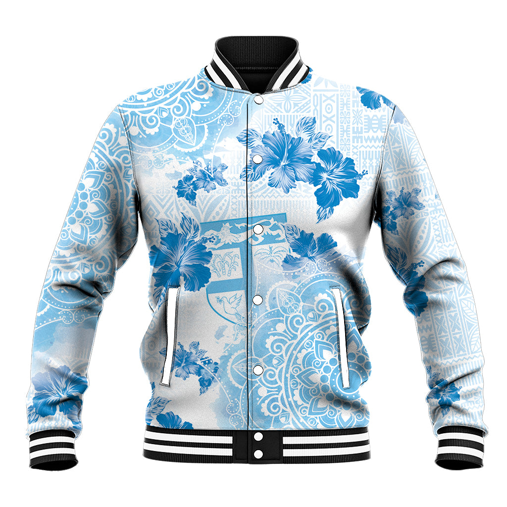 Happy Fiji Girmit Day Baseball Jacket Fijian Tapa With Mandala Pattern