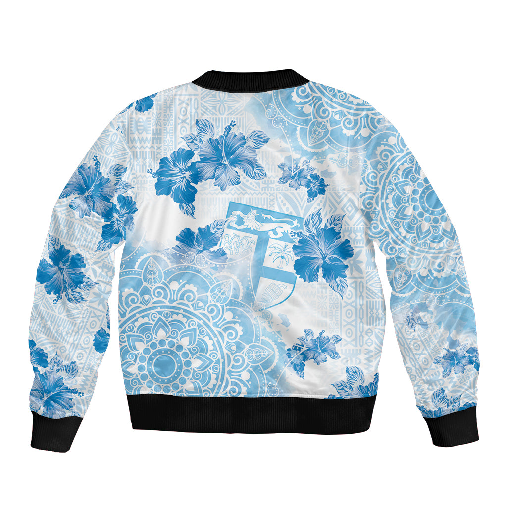Happy Fiji Girmit Day Bomber Jacket Fijian Tapa With Mandala Pattern
