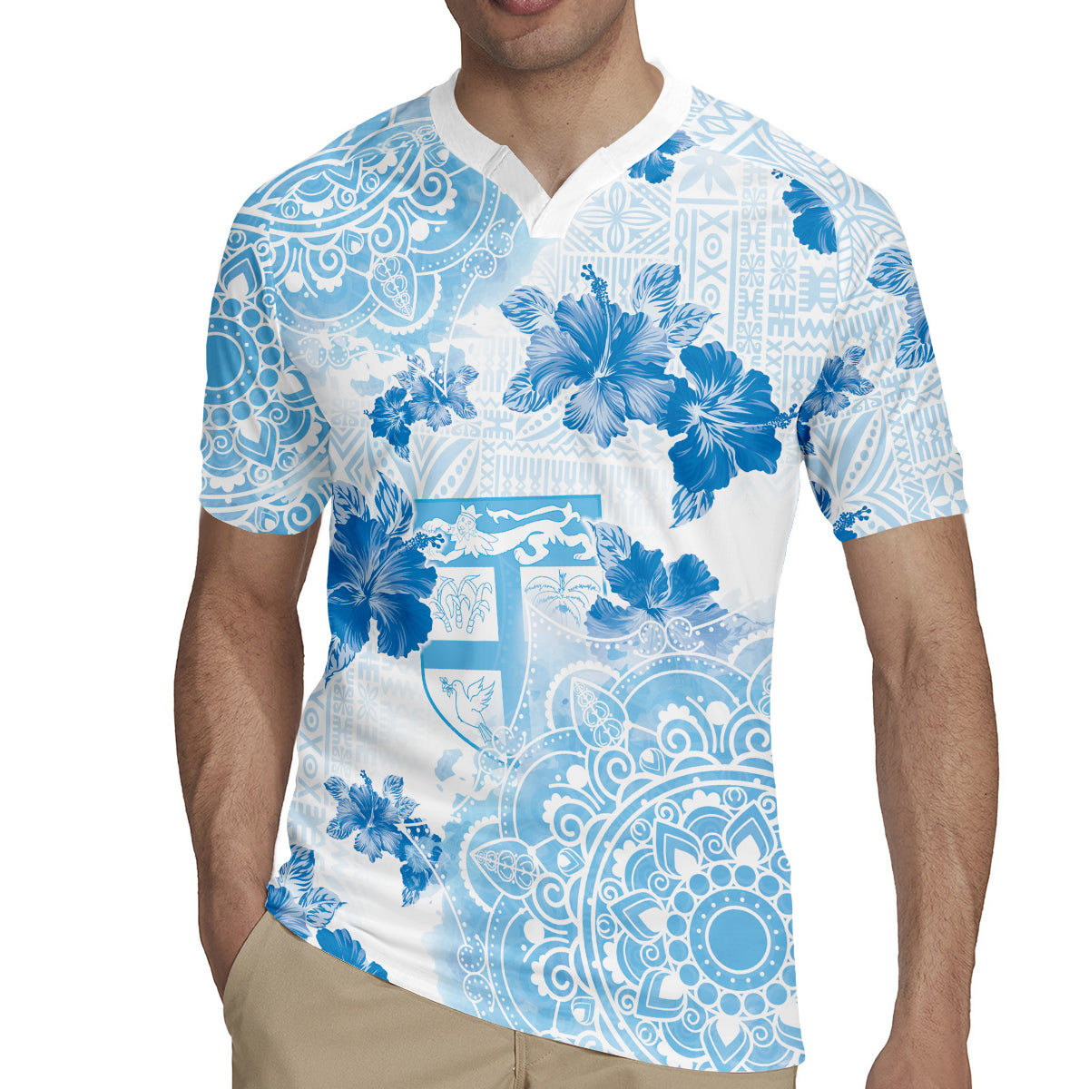 Happy Fiji Girmit Day Rugby Jersey Fijian Tapa With Mandala Pattern