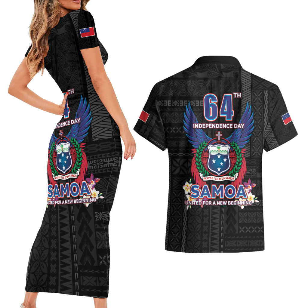 Samoa 64th Independence Anniversary Couples Matching Short Sleeve Bodycon Dress and Hawaiian Shirt