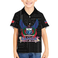 Samoa 64th Independence Anniversary Family Matching Off The Shoulder Long Sleeve Dress and Hawaiian Shirt LT05 Son's Shirt Black - Polynesian Pride