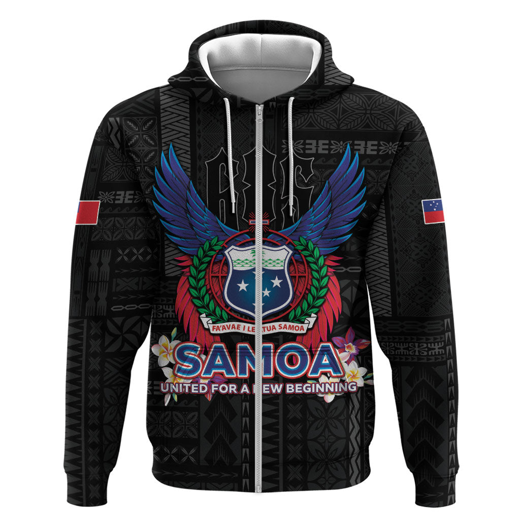 Samoa 64th Independence Anniversary Hoodie LT05 Zip Hoodie Black - Polynesian Pride