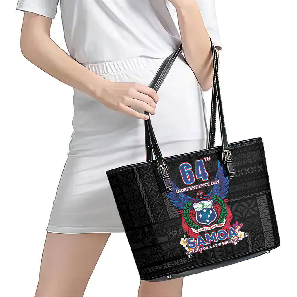 Samoa 64th Independence Anniversary Leather Tote Bag LT05 - Polynesian Pride