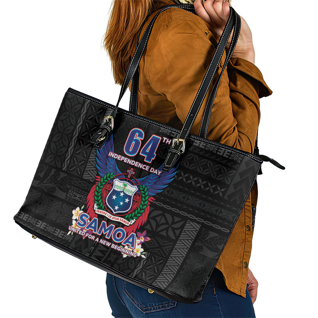 Samoa 64th Independence Anniversary Leather Tote Bag LT05 - Polynesian Pride
