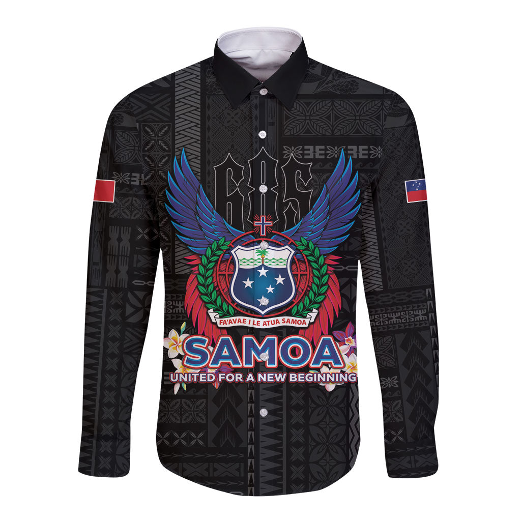 Samoa 64th Independence Anniversary Long Sleeve Button Shirt LT05 Unisex Black - Polynesian Pride