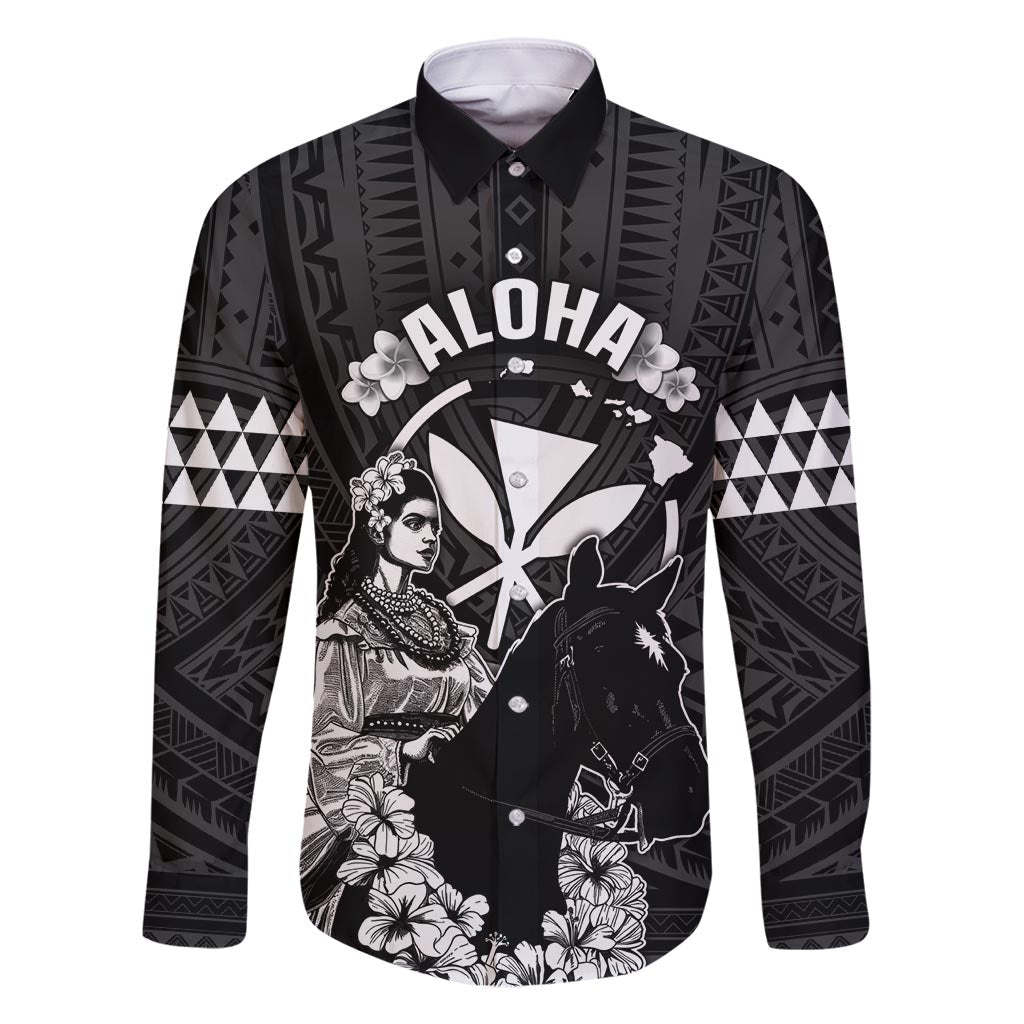 Hawaii King Kamehameha Day Parade Family Matching Off Shoulder Maxi Dress and Hawaiian Shirt With Pa'u Riders Plumeria Kakau Tribal Pattern