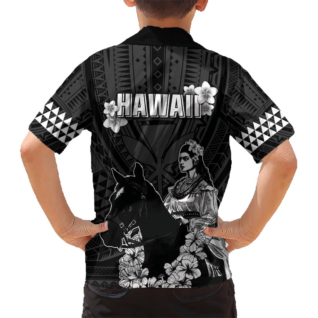 Hawaii King Kamehameha Day Parade Kid Hawaiian Shirt With Pa'u Riders Plumeria Kakau Tribal Pattern