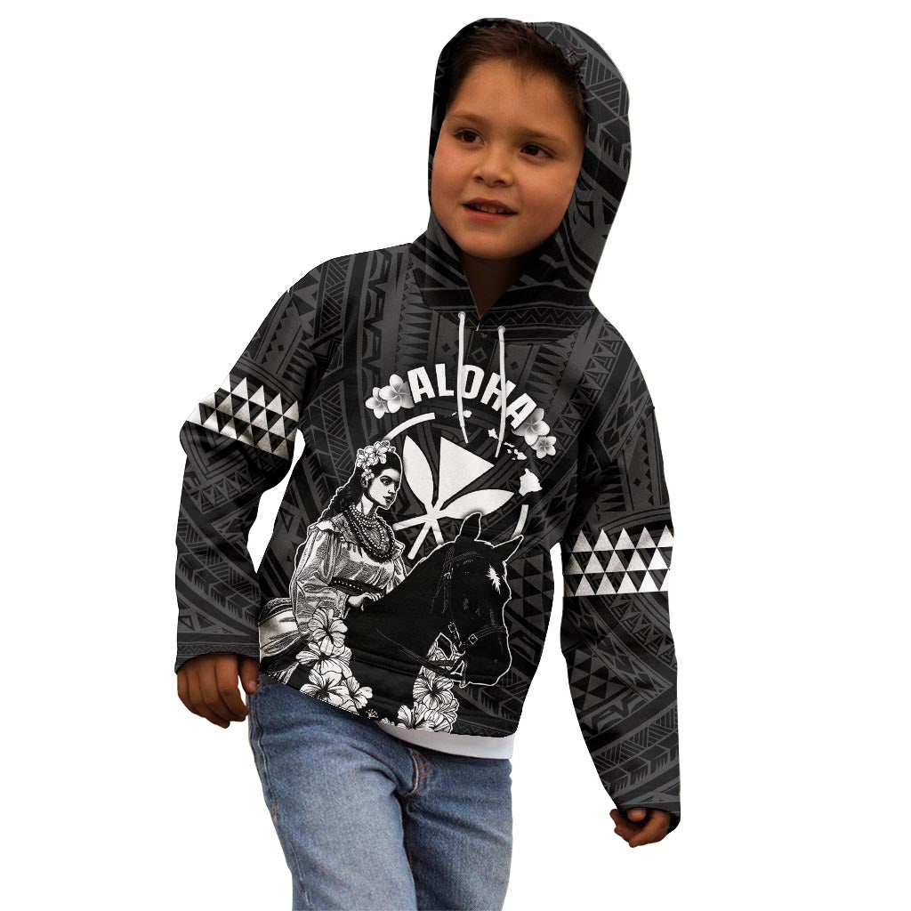 Hawaii King Kamehameha Day Parade Kid Hoodie With Pa'u Riders Plumeria Kakau Tribal Pattern