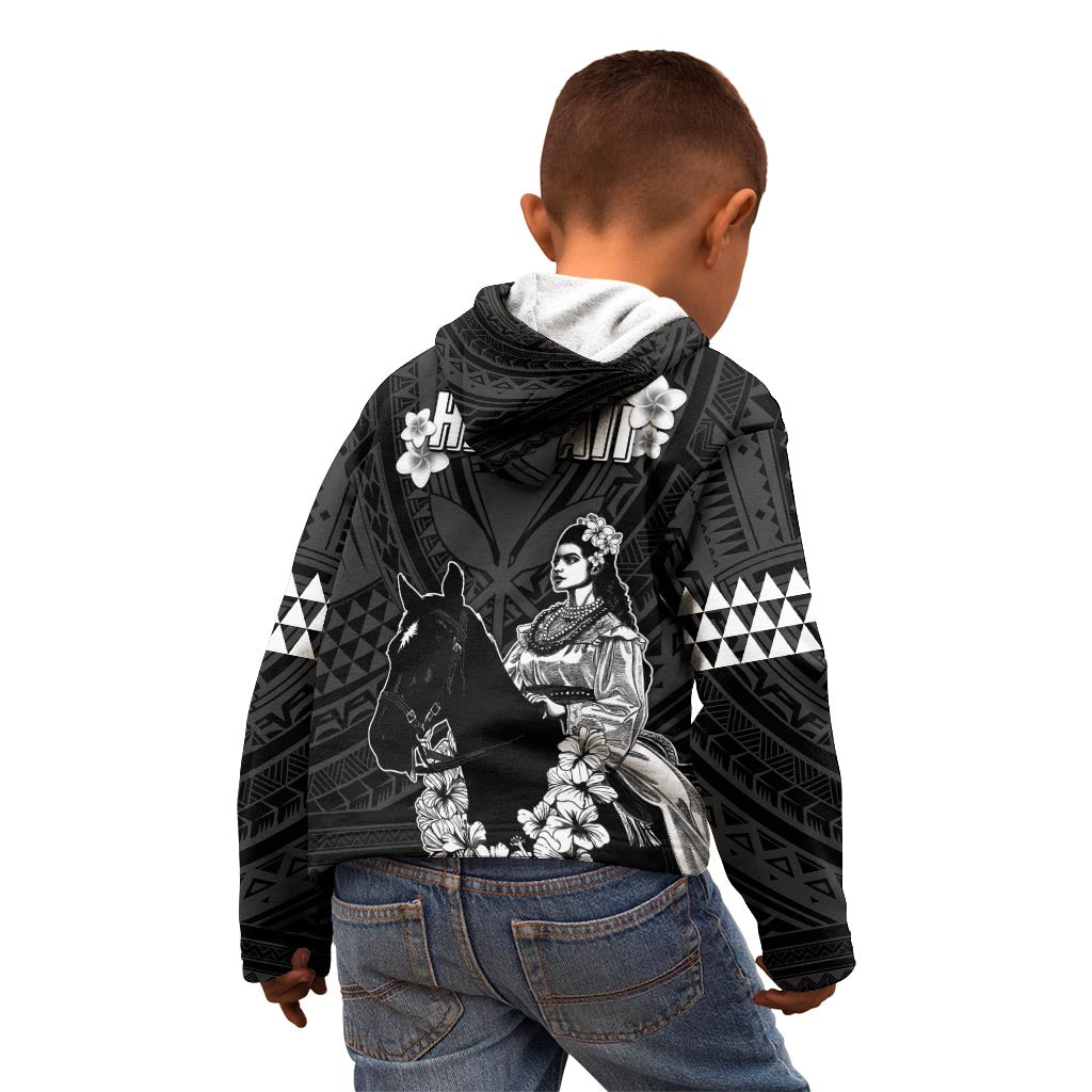 Hawaii King Kamehameha Day Parade Kid Hoodie With Pa'u Riders Plumeria Kakau Tribal Pattern