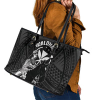 Hawaii King Kamehameha Day Parade Leather Tote Bag With Pa'u Riders Plumeria Kakau Tribal Pattern