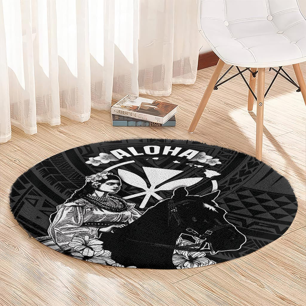 Hawaii King Kamehameha Day Parade Round Carpet With Pa'u Riders Plumeria Kakau Tribal Pattern