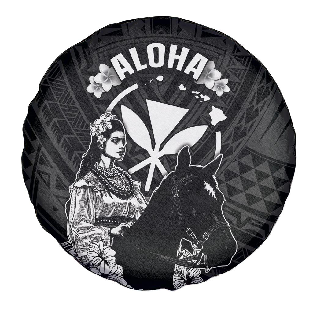 Hawaii King Kamehameha Day Parade Spare Tire Cover With Pa'u Riders Plumeria Kakau Tribal Pattern