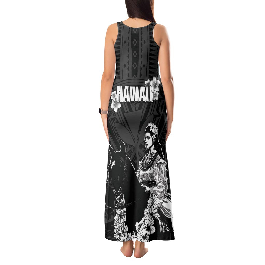Hawaii King Kamehameha Day Parade Tank Maxi Dress With Pa'u Riders Plumeria Kakau Tribal Pattern