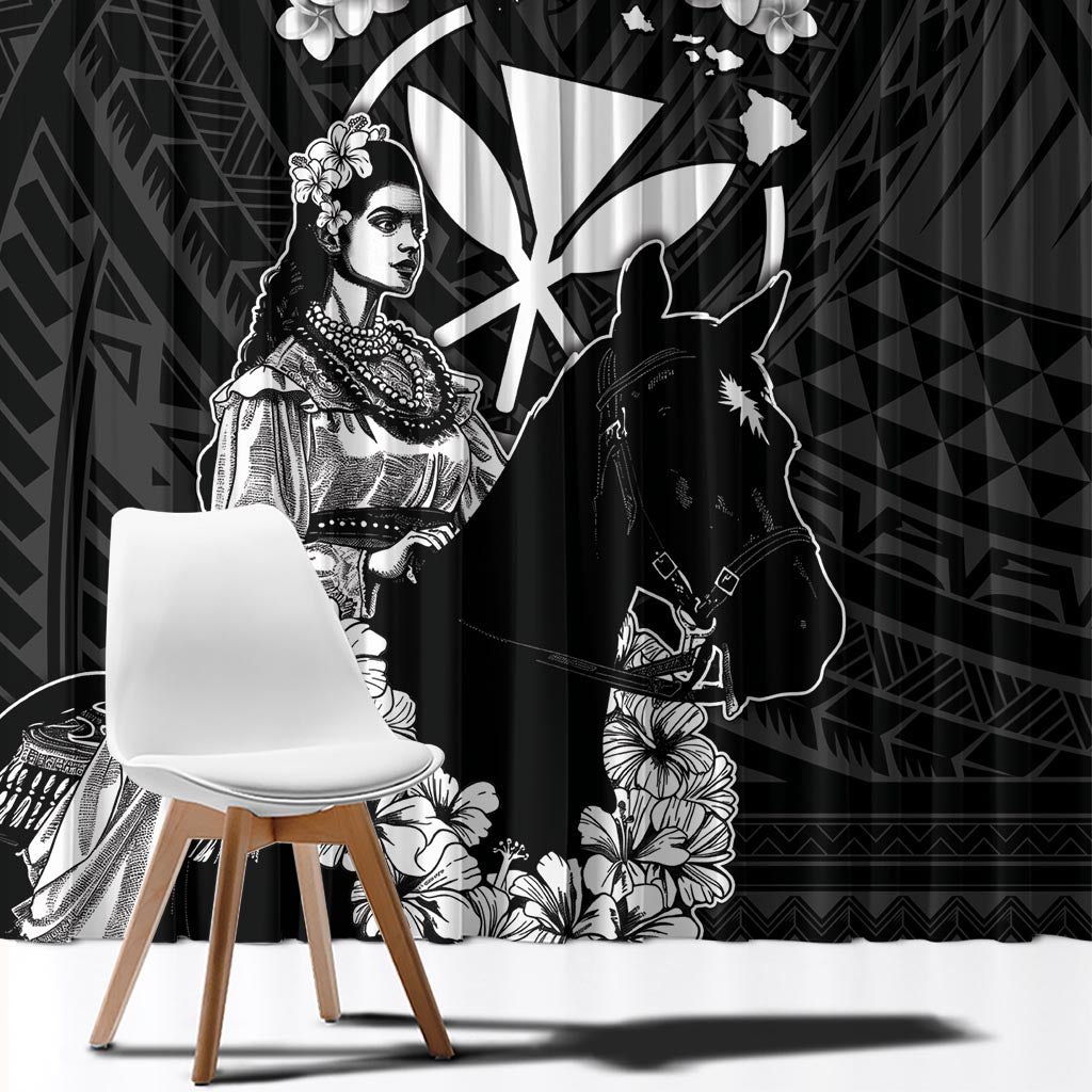 Hawaii King Kamehameha Day Parade Window Curtain With Pa'u Riders Plumeria Kakau Tribal Pattern