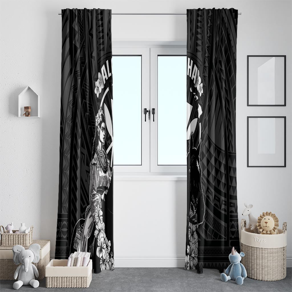 Hawaii King Kamehameha Day Parade Window Curtain With Pa'u Riders Plumeria Kakau Tribal Pattern