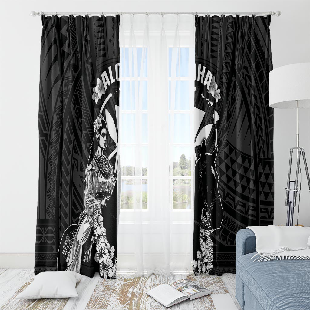 Hawaii King Kamehameha Day Parade Window Curtain With Pa'u Riders Plumeria Kakau Tribal Pattern