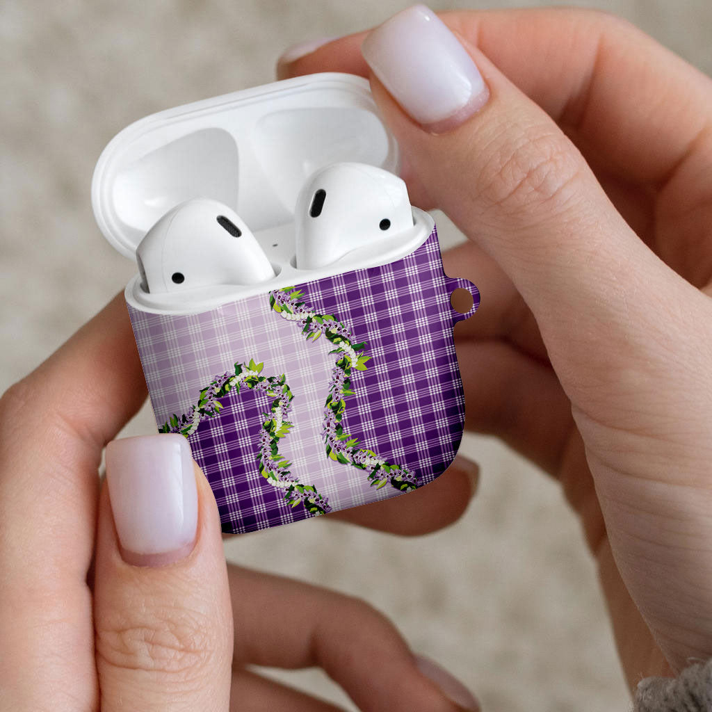 Violet Hawaii Palaka AirPods Case Maile Pikake Honohono Orchid Lei