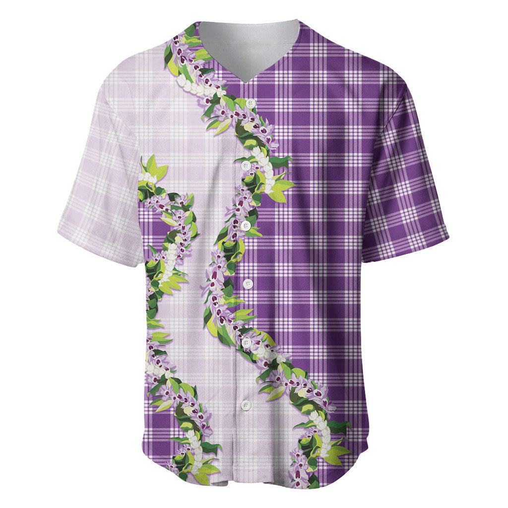 Violet Hawaii Palaka Baseball Jersey Maile Pikake Honohono Orchid Lei LT05 Violet - Polynesian Pride