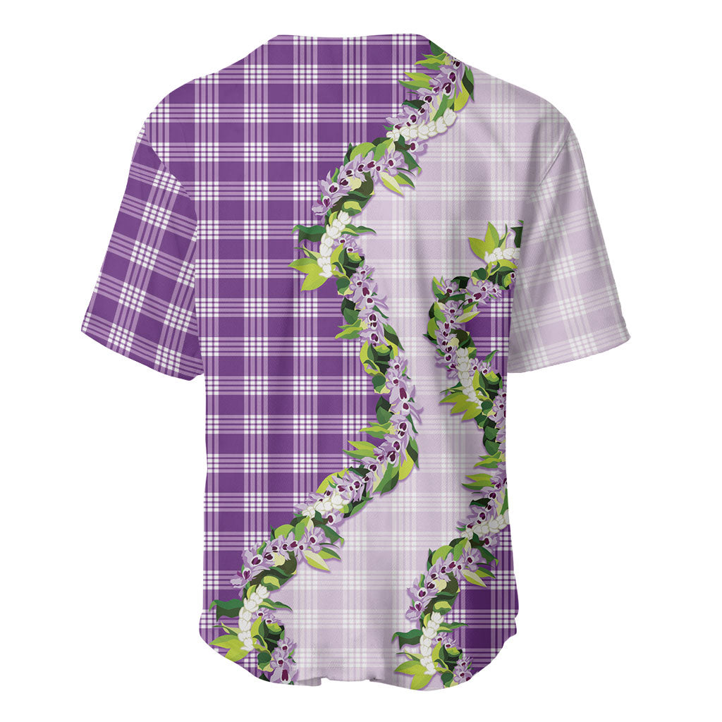Violet Hawaii Palaka Baseball Jersey Maile Pikake Honohono Orchid Lei LT05 - Polynesian Pride