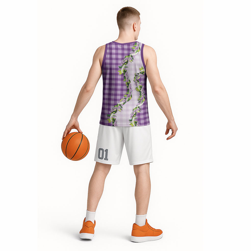 Violet Hawaii Palaka Basketball Jersey Maile Pikake Honohono Orchid Lei LT05 - Polynesian Pride