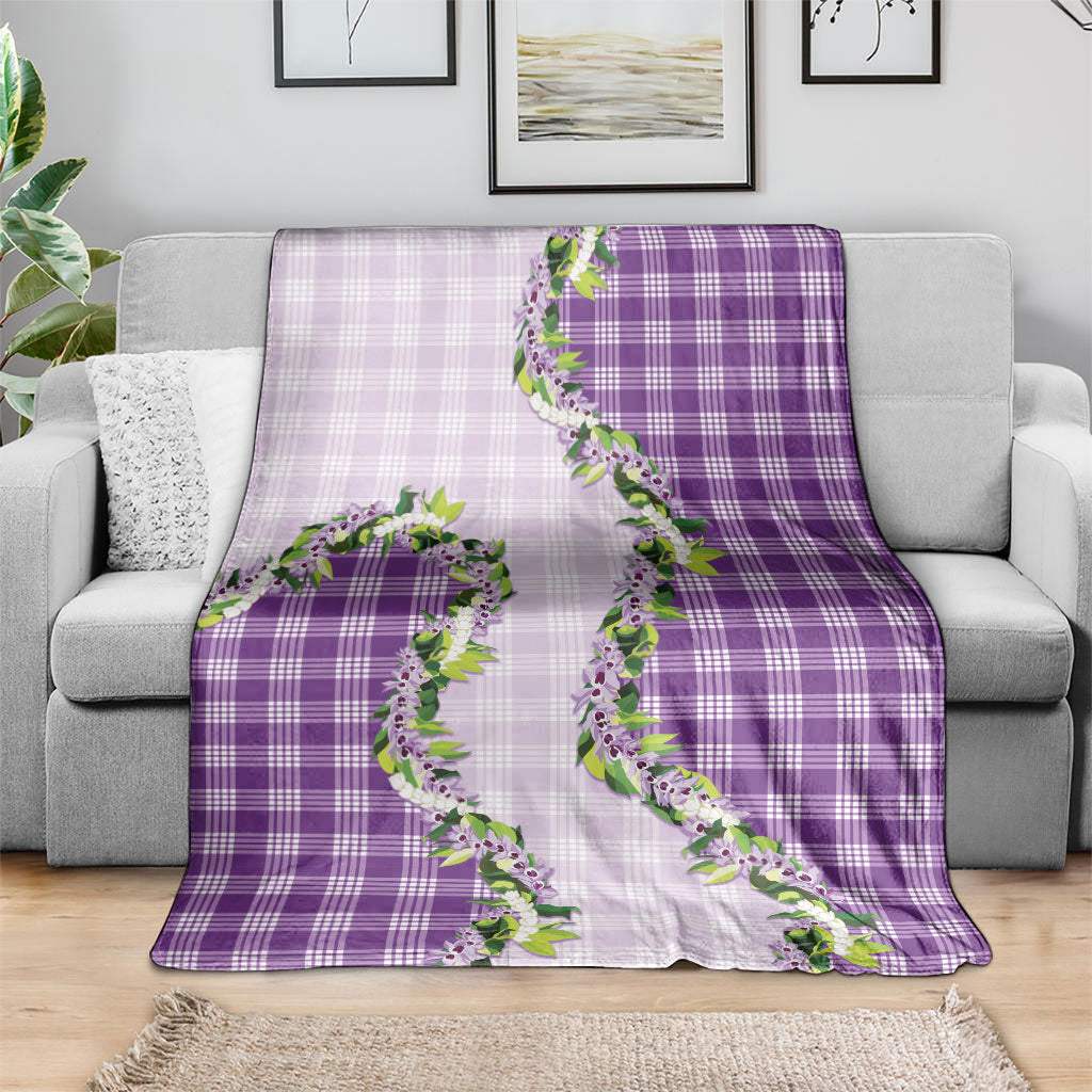 Violet Hawaii Palaka Blanket Maile Pikake Honohono Orchid Lei