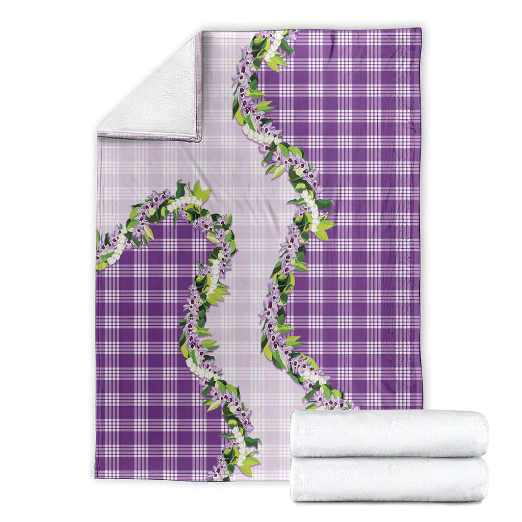 Violet Hawaii Palaka Blanket Maile Pikake Honohono Orchid Lei