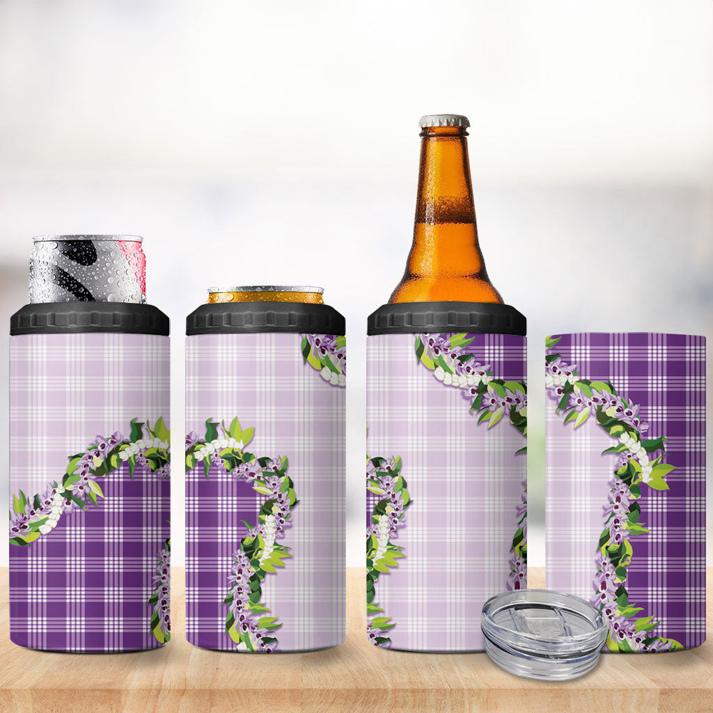 Violet Hawaii Palaka 4 in 1 Can Cooler Tumbler Maile Pikake Honohono Orchid Lei LT05 - Polynesian Pride
