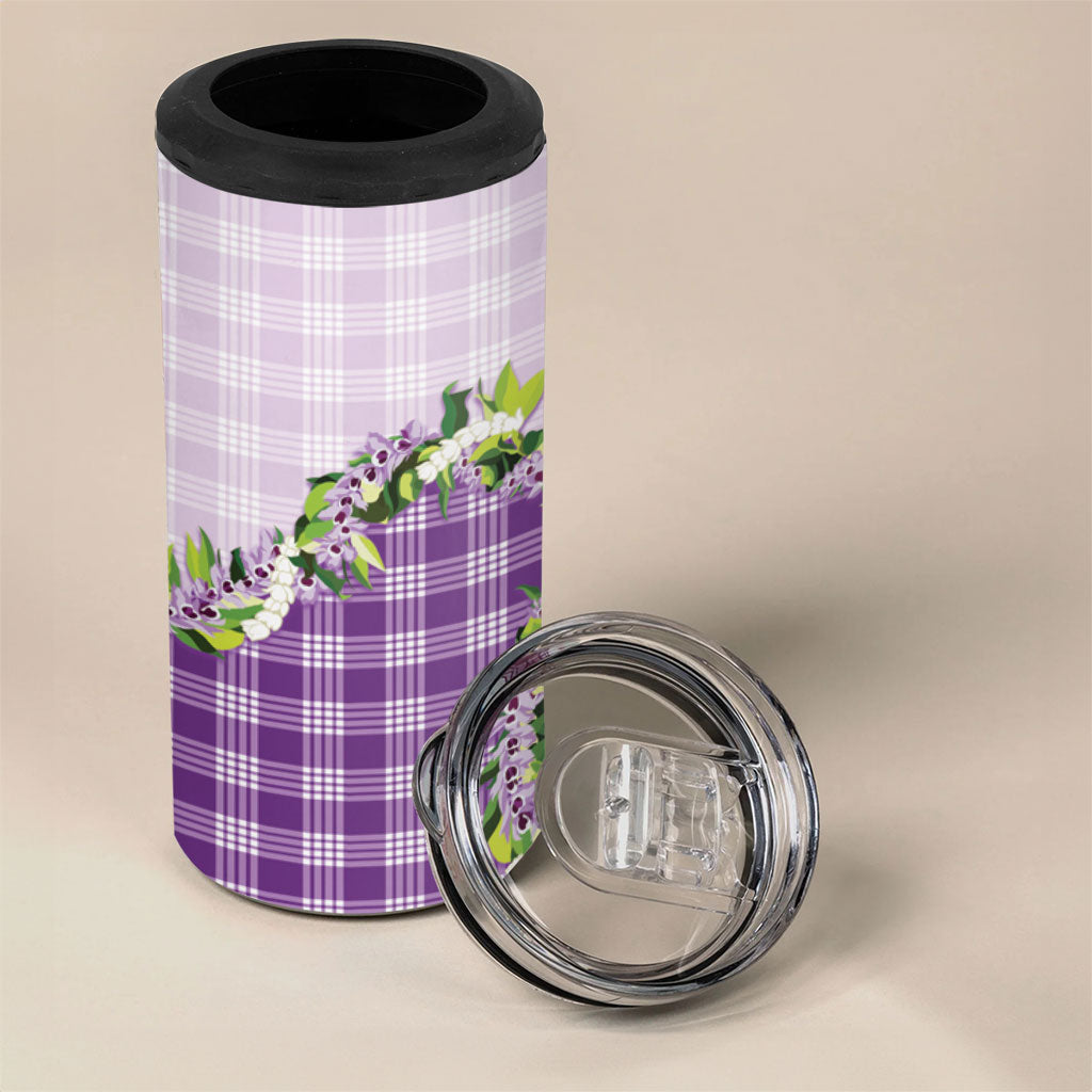 Violet Hawaii Palaka 4 in 1 Can Cooler Tumbler Maile Pikake Honohono Orchid Lei LT05 - Polynesian Pride