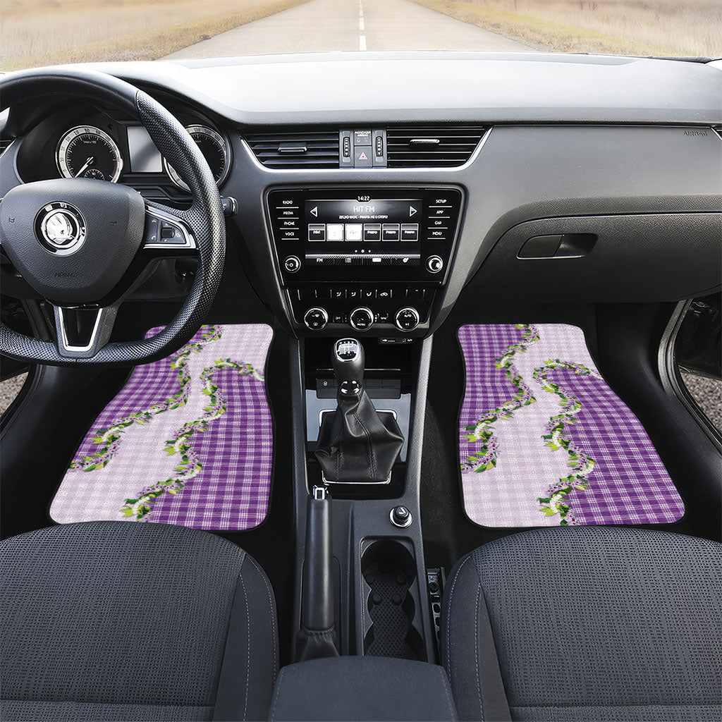 Violet Hawaii Palaka Car Mats Maile Pikake Honohono Orchid Lei LT05 Set 2pcs - Front Violet - Polynesian Pride