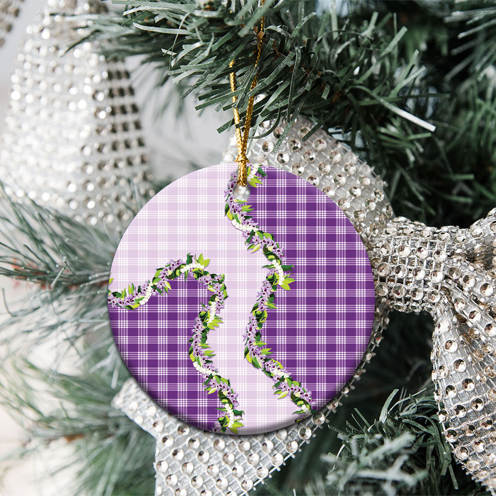 Violet Hawaii Palaka Ceramic Ornament Maile Pikake Honohono Orchid Lei