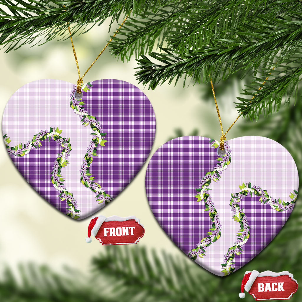 Violet Hawaii Palaka Ceramic Ornament Maile Pikake Honohono Orchid Lei