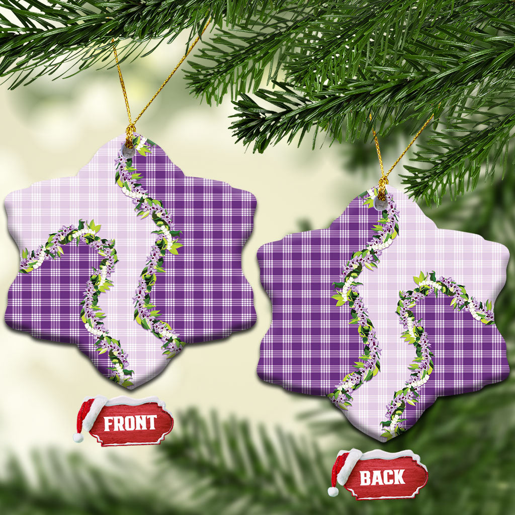 Violet Hawaii Palaka Ceramic Ornament Maile Pikake Honohono Orchid Lei
