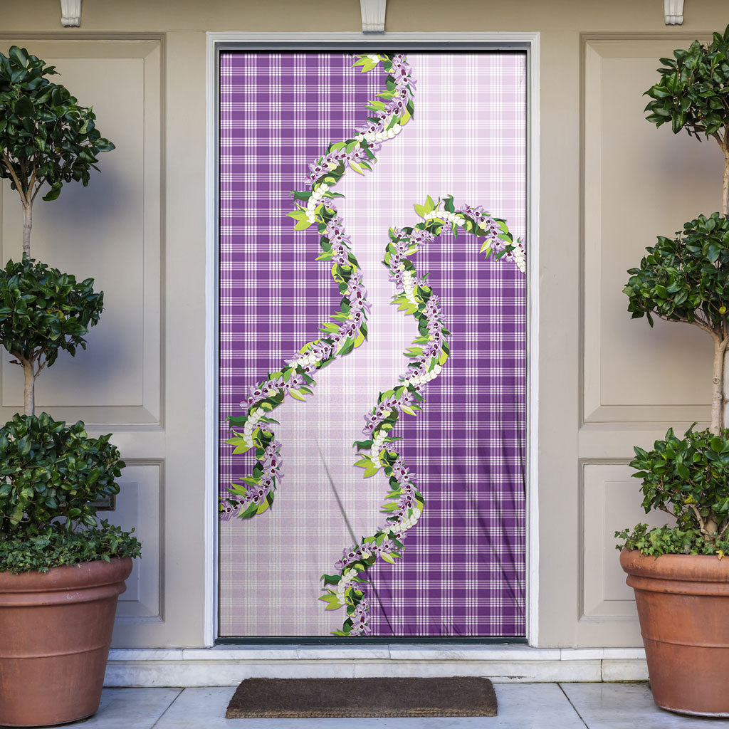 Violet Hawaii Palaka Door Cover Maile Pikake Honohono Orchid Lei LT05 Violet - Polynesian Pride