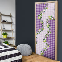 Violet Hawaii Palaka Door Cover Maile Pikake Honohono Orchid Lei