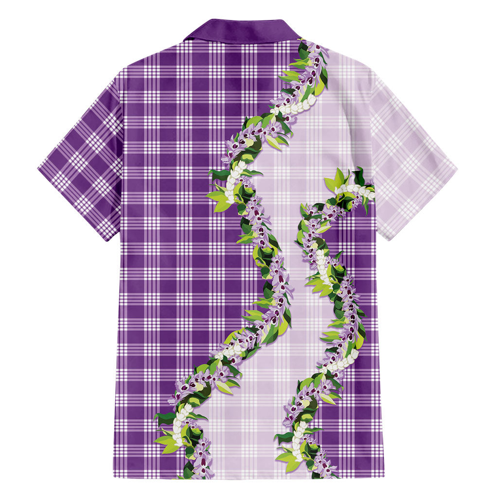 Violet Hawaii Palaka Family Matching Off The Shoulder Long Sleeve Dress and Hawaiian Shirt Maile Pikake Honohono Orchid Lei LT05 - Polynesian Pride