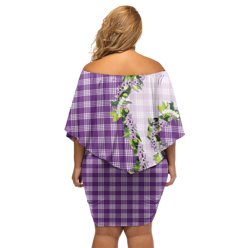Violet Hawaii Palaka Family Matching Off Shoulder Short Dress and Hawaiian Shirt Maile Pikake Honohono Orchid Lei LT05 - Polynesian Pride