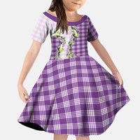 Violet Hawaii Palaka Family Matching Puletasi and Hawaiian Shirt Maile Pikake Honohono Orchid Lei LT05 Daughter's Dress Violet - Polynesian Pride