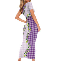 Violet Hawaii Palaka Family Matching Short Sleeve Bodycon Dress and Hawaiian Shirt Maile Pikake Honohono Orchid Lei LT05 - Polynesian Pride