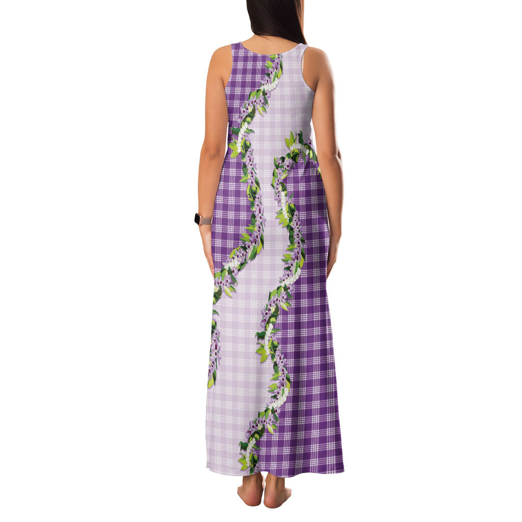 Violet Hawaii Palaka Family Matching Tank Maxi Dress and Hawaiian Shirt Maile Pikake Honohono Orchid Lei LT05 - Polynesian Pride