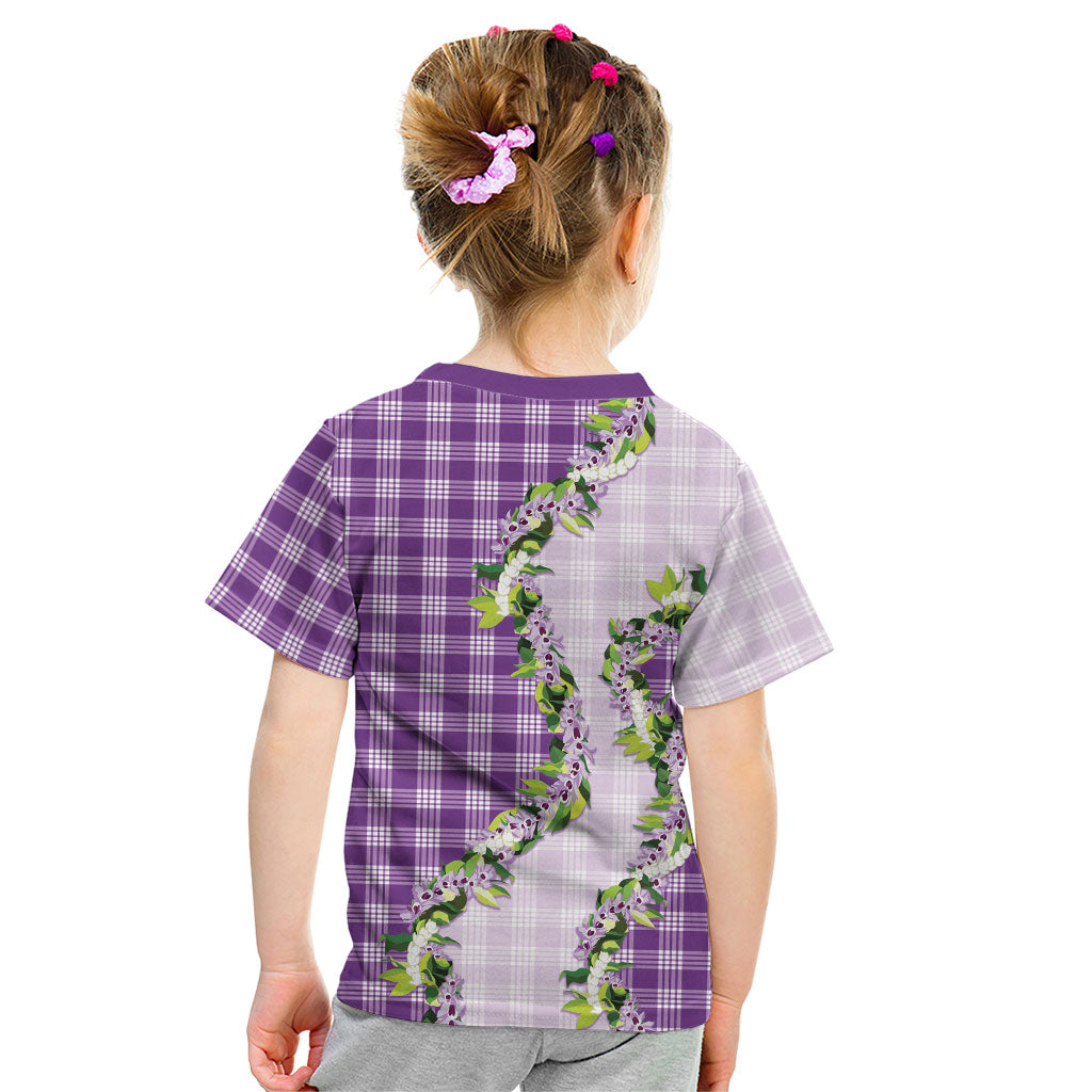 Violet Hawaii Palaka Kid T Shirt Maile Pikake Honohono Orchid Lei