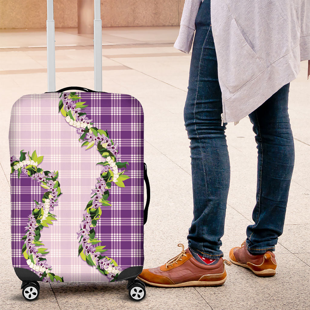 Violet Hawaii Palaka Luggage Cover Maile Pikake Honohono Orchid Lei LT05 Violet - Polynesian Pride
