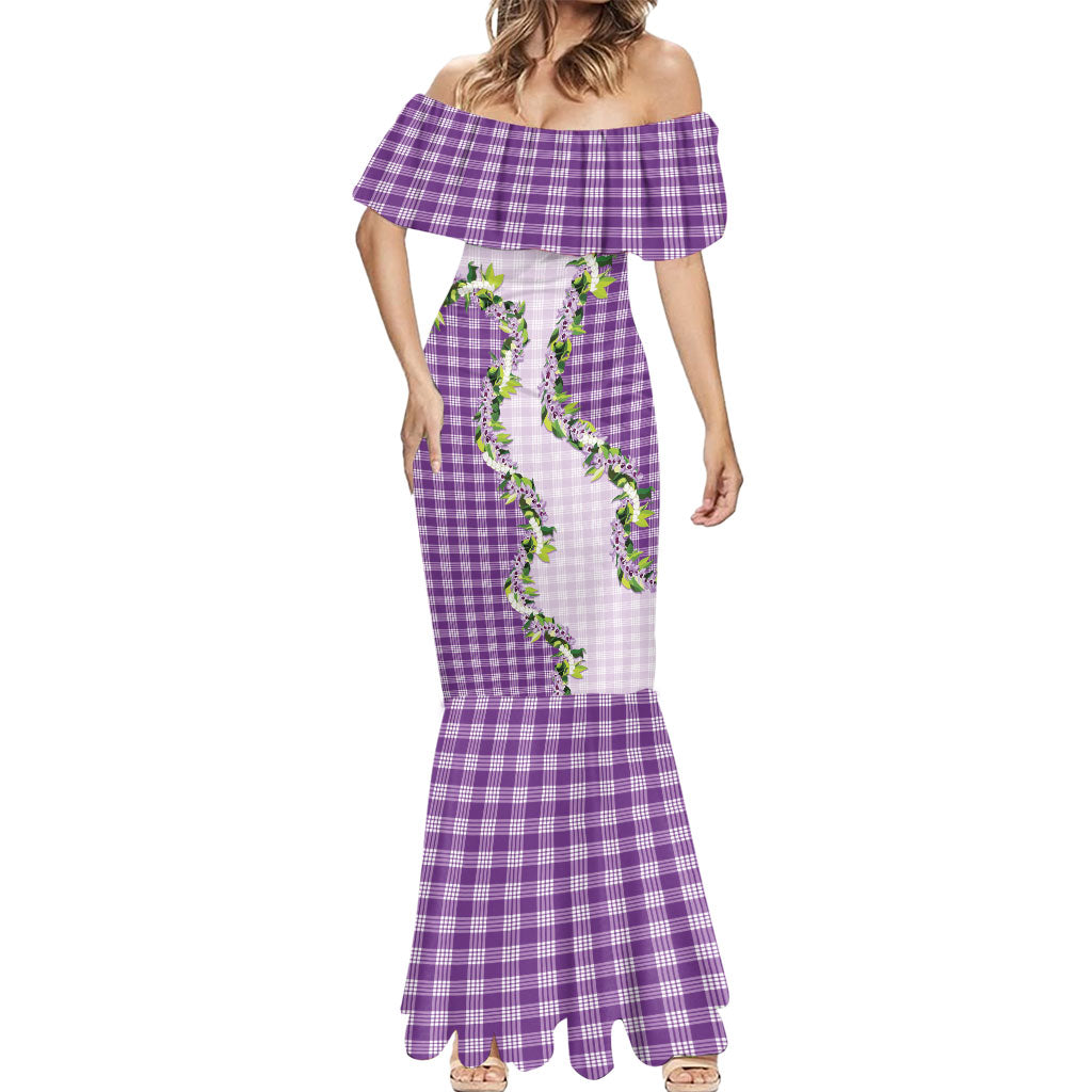 Violet Hawaii Palaka Mermaid Dress Maile Pikake Honohono Orchid Lei LT05 - Polynesian Pride