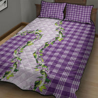 Violet Hawaii Palaka Quilt Bed Set Maile Pikake Honohono Orchid Lei