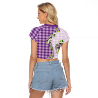 Violet Hawaii Palaka Raglan Cropped T Shirt Maile Pikake Honohono Orchid Lei LT05 - Polynesian Pride
