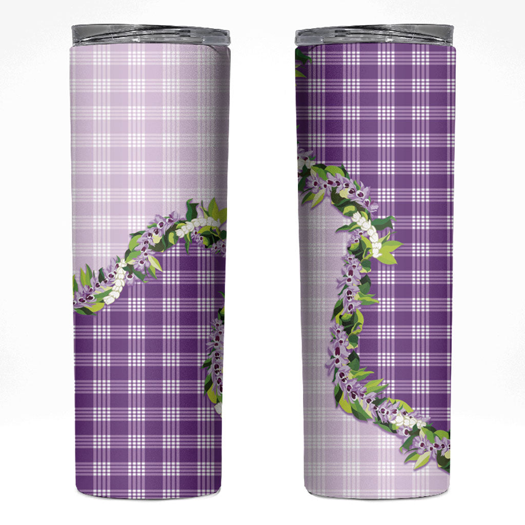 Violet Hawaii Palaka Skinny Tumbler Maile Pikake Honohono Orchid Lei LT05 Violet - Polynesian Pride