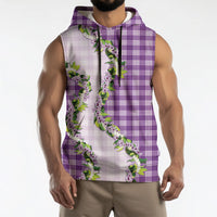 Violet Hawaii Palaka Sleeveless Hoodie Maile Pikake Honohono Orchid Lei LT05 - Polynesian Pride