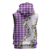 Violet Hawaii Palaka Sleeveless Zip Hoodie Maile Pikake Honohono Orchid Lei LT05 - Polynesian Pride