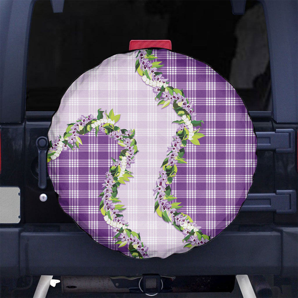 Violet Hawaii Palaka Spare Tire Cover Maile Pikake Honohono Orchid Lei