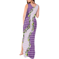 Violet Hawaii Palaka Tank Maxi Dress Maile Pikake Honohono Orchid Lei LT05 - Polynesian Pride